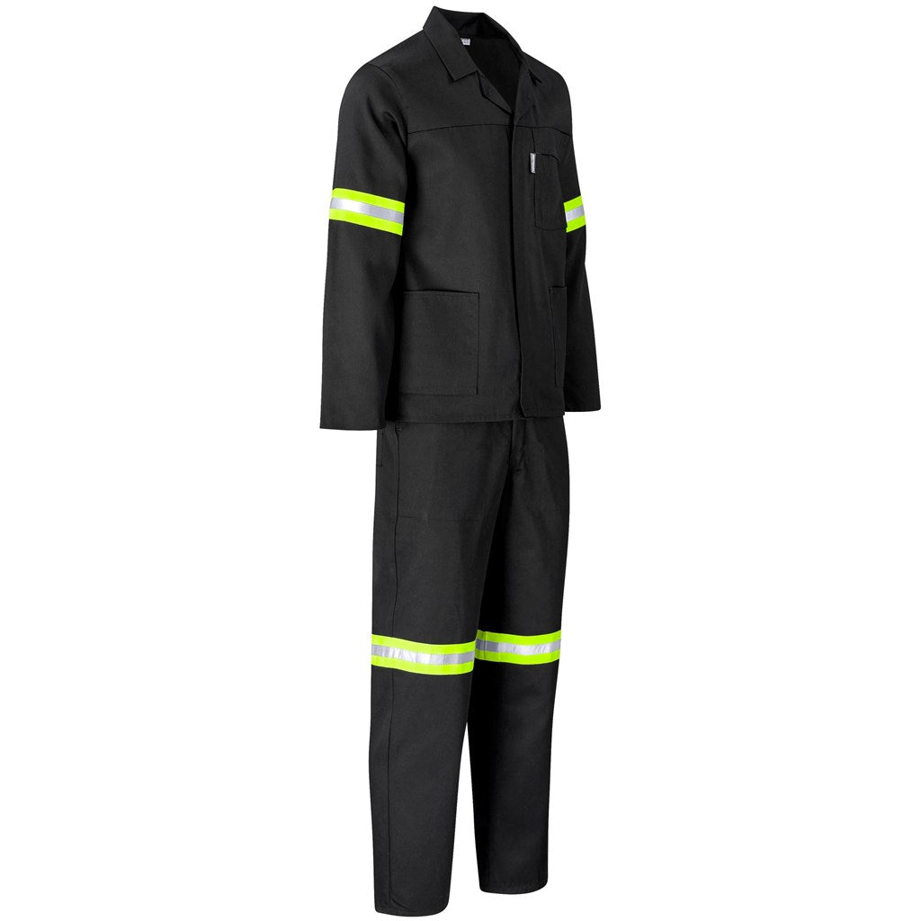 Trade Polycotton Conti Suit - Reflective Arms & Legs - Yellow Tape in Black - Print Fast Express