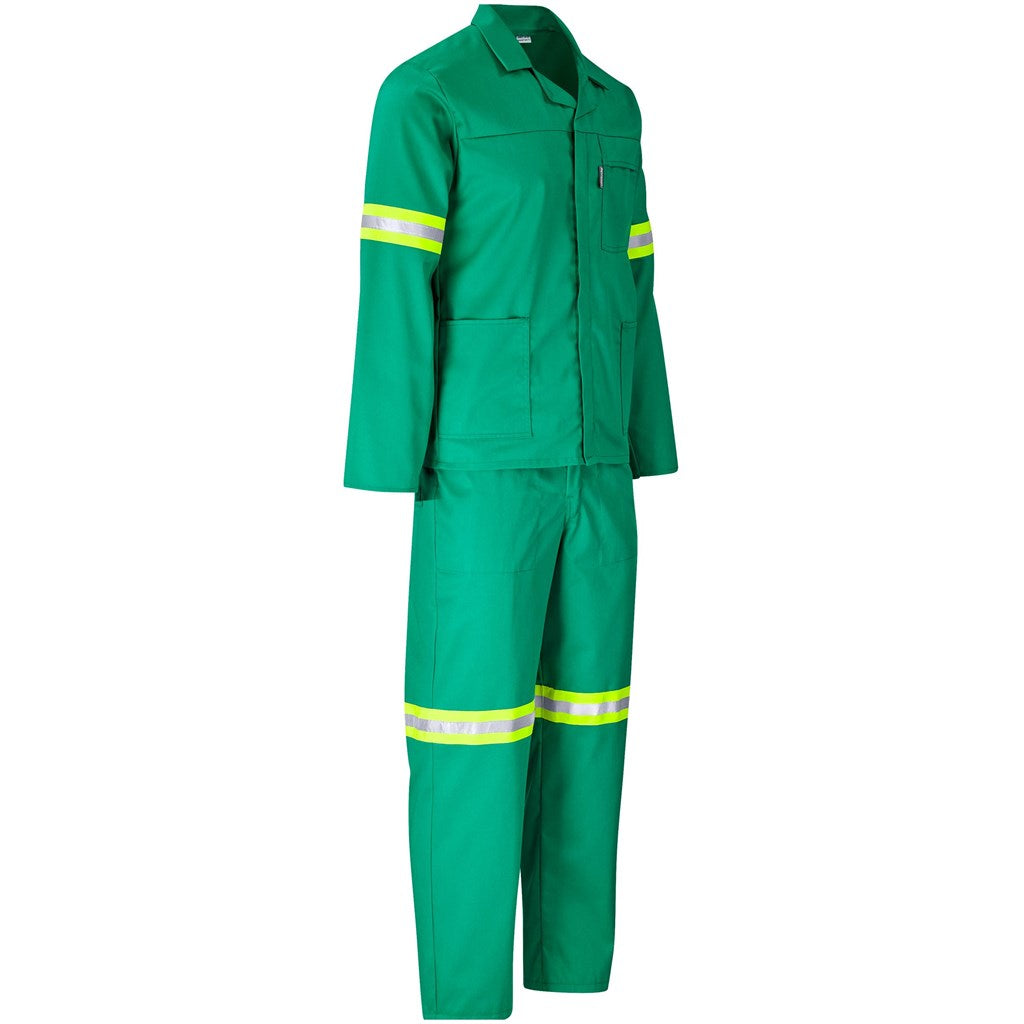 Trade Polycotton Conti Suit - Reflective Arms & Legs - Yellow Tape in Green - Print Fast Express