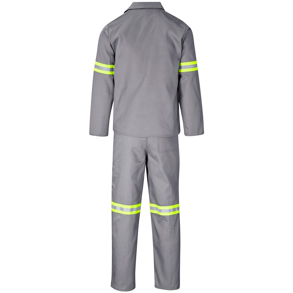 Trade Polycotton Conti Suit - Reflective Arms & Legs - Yellow Tape in Grey - Print Fast Express