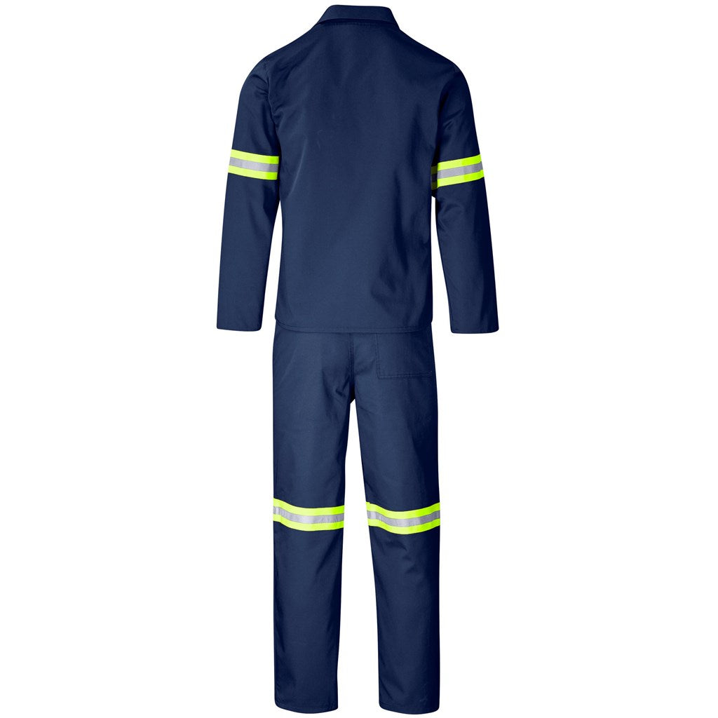 Trade Polycotton Conti Suit - Reflective Arms & Legs - Yellow Tape in Navy - Print Fast Express