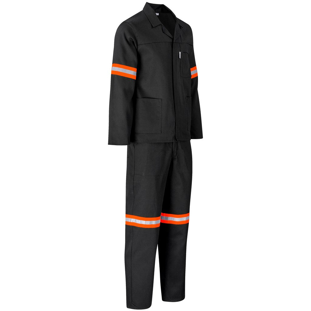 Trade Polycotton Conti Suit - Reflective Arms & Legs - Orange Tape in Black - Print Fast Express