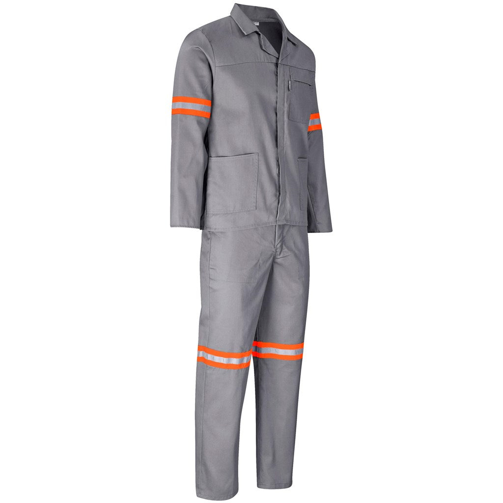 Trade Polycotton Conti Suit - Reflective Arms & Legs - Orange Tape in Grey - Print Fast Express