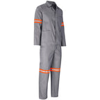 Trade Polycotton Conti Suit - Reflective Arms & Legs - Orange Tape in Grey - Print Fast Express