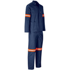 Trade Polycotton Conti Suit - Reflective Arms & Legs - Orange Tape in Navy - Print Fast Express