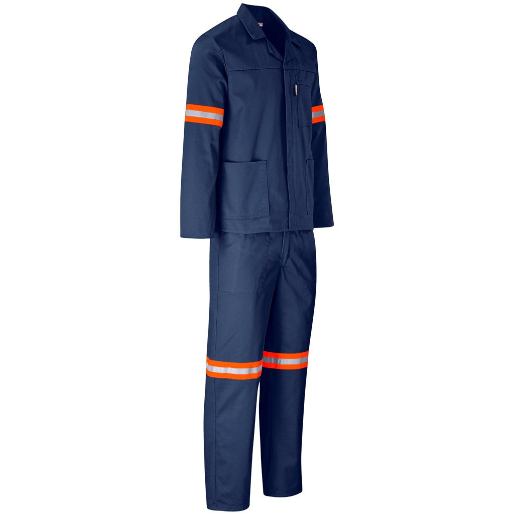 Trade Polycotton Conti Suit - Reflective Arms & Legs - Orange Tape in Navy - Print Fast Express