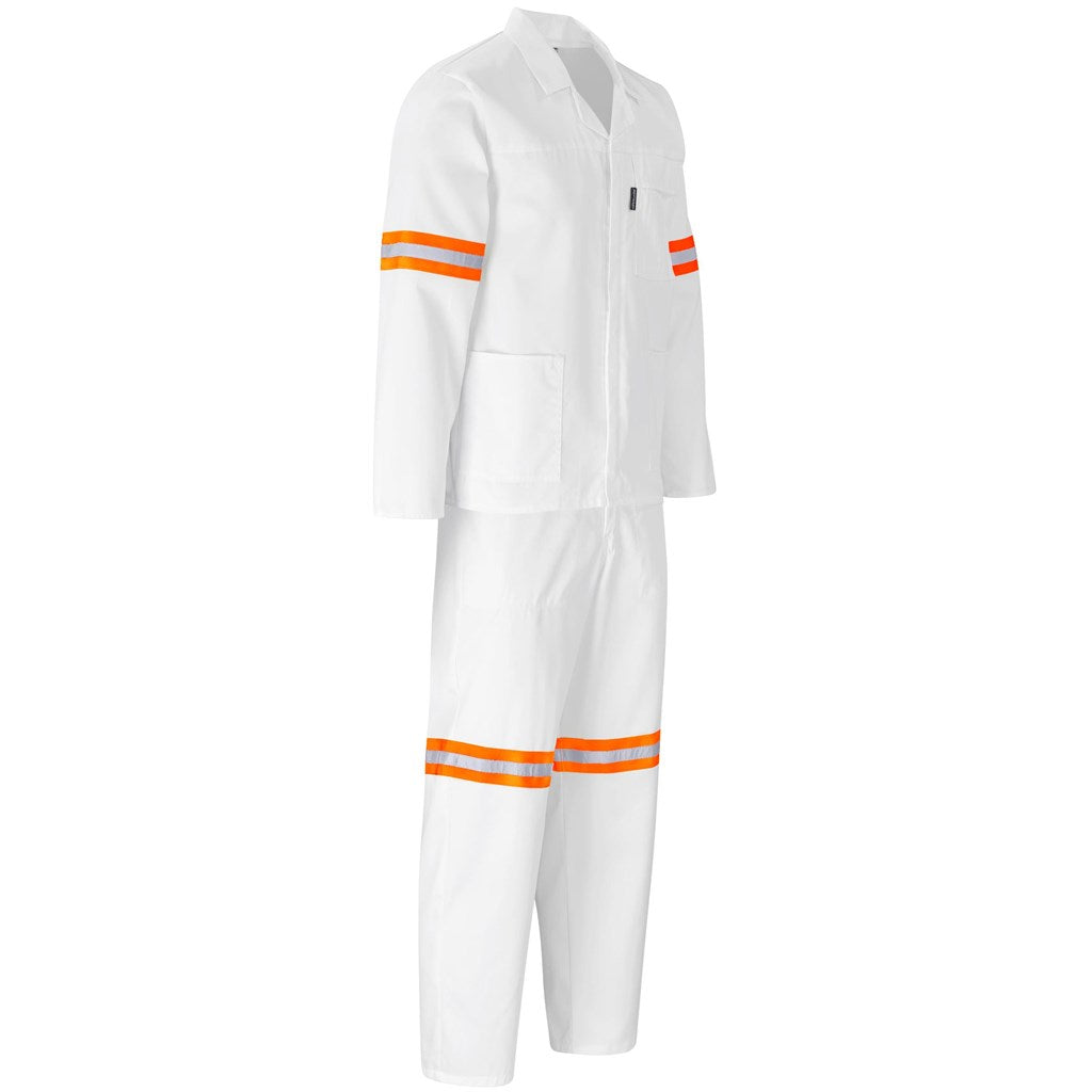 Trade Polycotton Conti Suit - Reflective Arms & Legs - Orange Tape in White - Print Fast Express
