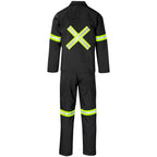 Trade Polycotton Conti Suit - Reflective Arms, Legs & Back - Yellow Tape in Black - Print Fast Express