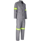 Trade Polycotton Conti Suit - Reflective Arms, Legs & Back - Yellow Tape in Grey - Print Fast Express