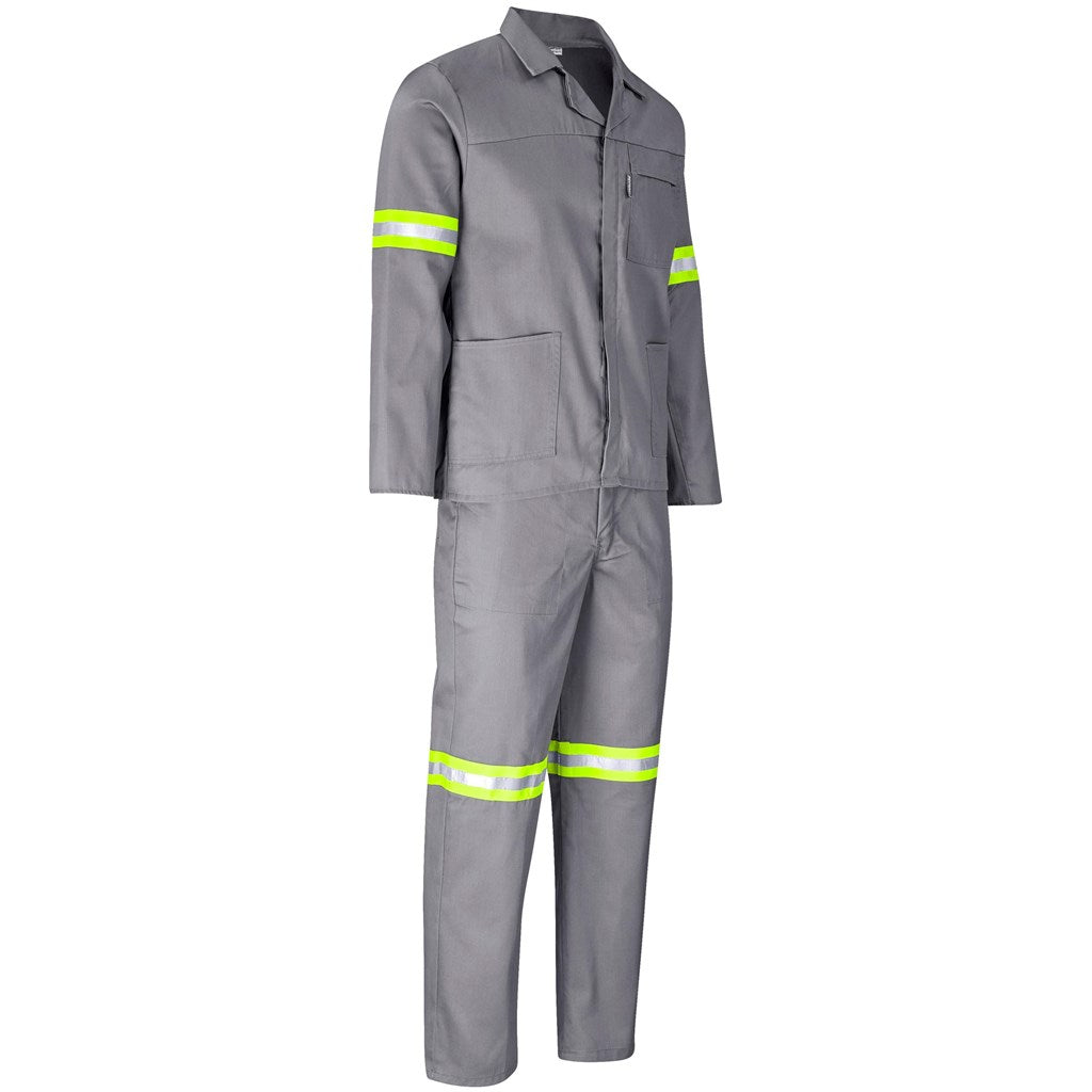 Trade Polycotton Conti Suit - Reflective Arms, Legs & Back - Yellow Tape in Grey - Print Fast Express