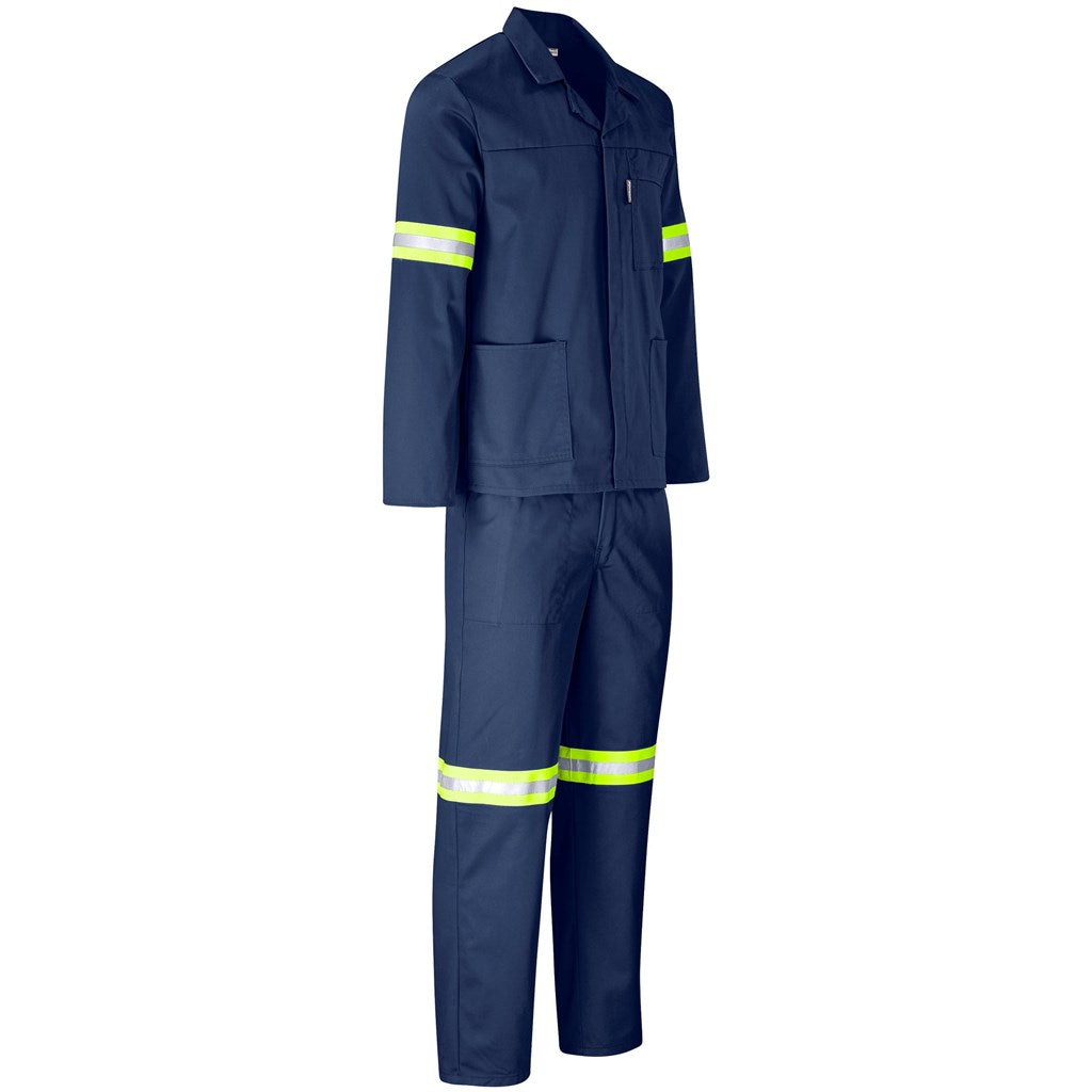 Trade Polycotton Conti Suit - Reflective Arms, Legs & Back - Yellow Tape in Navy - Print Fast Express