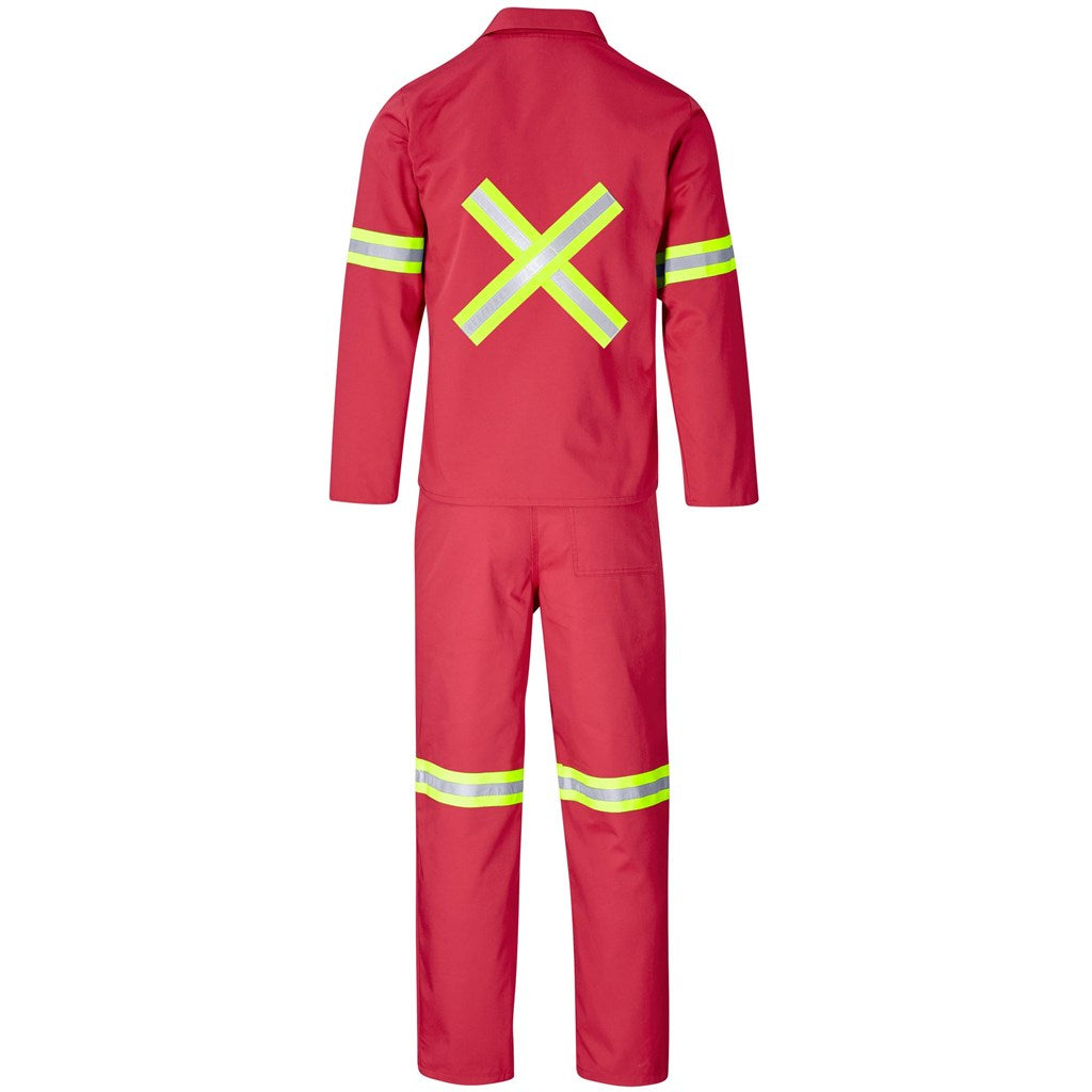 Trade Polycotton Conti Suit - Reflective Arms, Legs & Back - Yellow Tape in Red - Print Fast Express