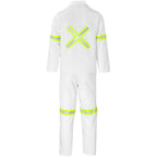 Trade Polycotton Conti Suit - Reflective Arms, Legs & Back - Yellow Tape in White - Print Fast Express
