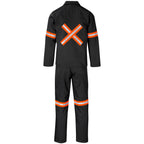 Trade Polycotton Conti - Suit Reflective Arms, Legs & Back - Orange Tape in Black - Print Fast Express