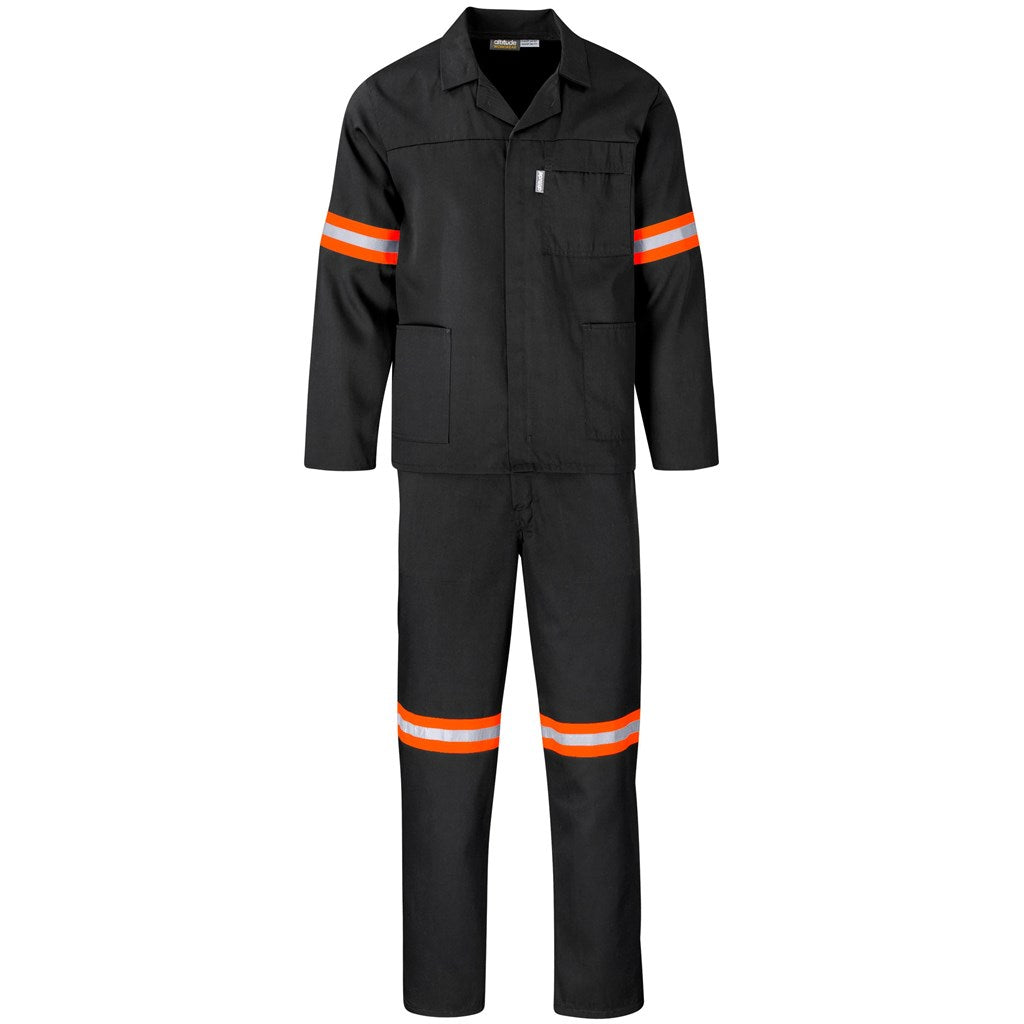 Trade Polycotton Conti - Suit Reflective Arms, Legs & Back - Orange Tape in Black — Print Fast Express