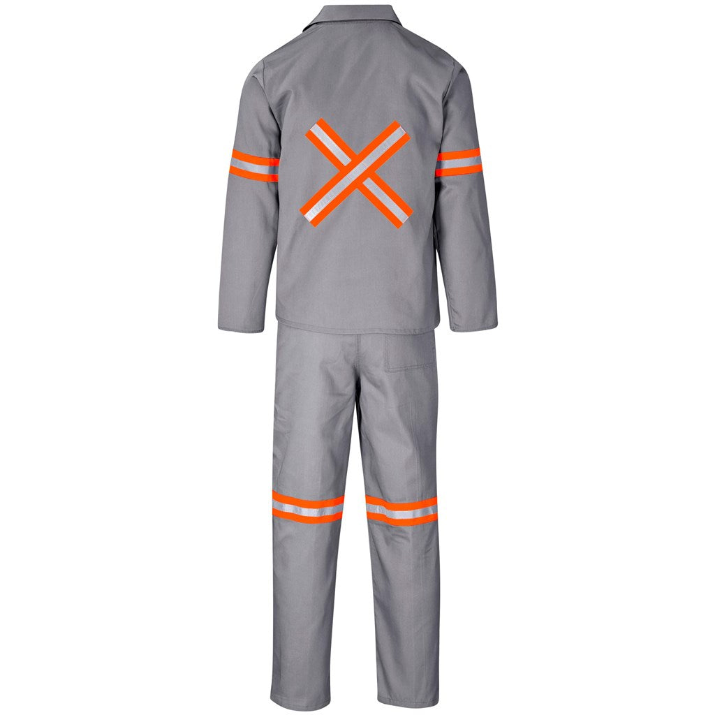Trade Polycotton Conti - Suit Reflective Arms, Legs & Back - Orange Tape in Grey - Print Fast Express