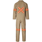 Trade Polycotton Conti - Suit Reflective Arms, Legs & Back - Orange Tape in Khaki - Print Fast Express