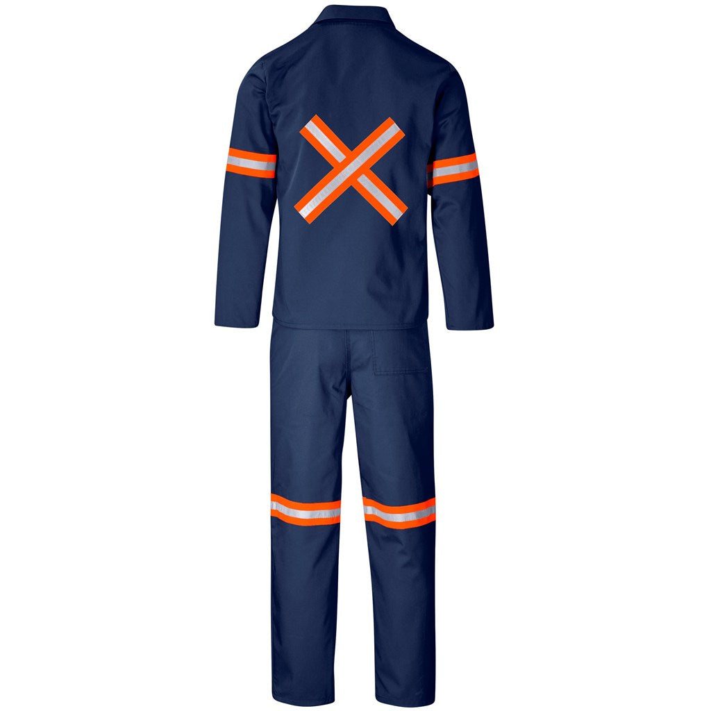 Trade Polycotton Conti - Suit Reflective Arms, Legs & Back - Orange Tape in Navy - Print Fast Express