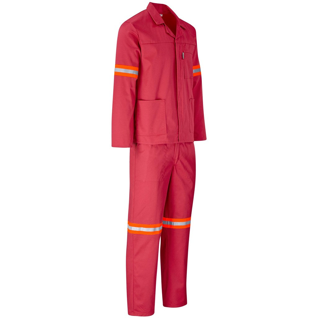 Trade Polycotton Conti - Suit Reflective Arms, Legs & Back - Orange Tape in Red - Print Fast Express
