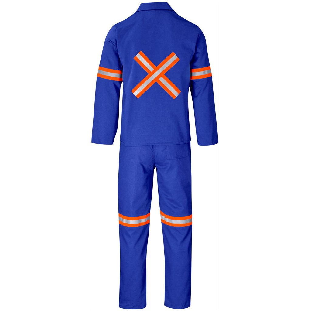 Trade Polycotton Conti - Suit Reflective Arms, Legs & Back - Orange Tape in Royal Blue - Print Fast Express