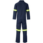 Technician 100% Cotton Conti Suit - Reflective Arms & Legs - Yellow Tape in Navy - Print Fast Express