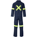 Technician 100% Cotton Conti Suit - Reflective Arms, Legs & Back - Yellow Tape in Navy - Print Fast Express