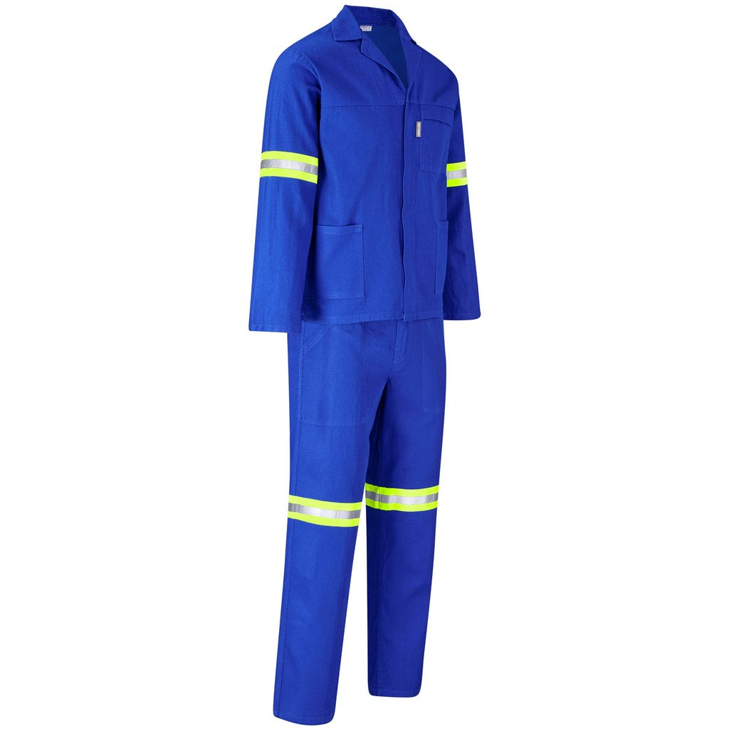 Technician 100% Cotton Conti Suit - Reflective Arms, Legs & Back - Yellow Tape in Royal Blue - Print Fast Express