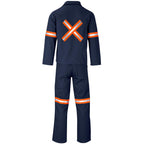 Technician 100% Cotton Conti Suit - Reflective Arms, Legs & Back - Orange Tape in Navy - Print Fast Express