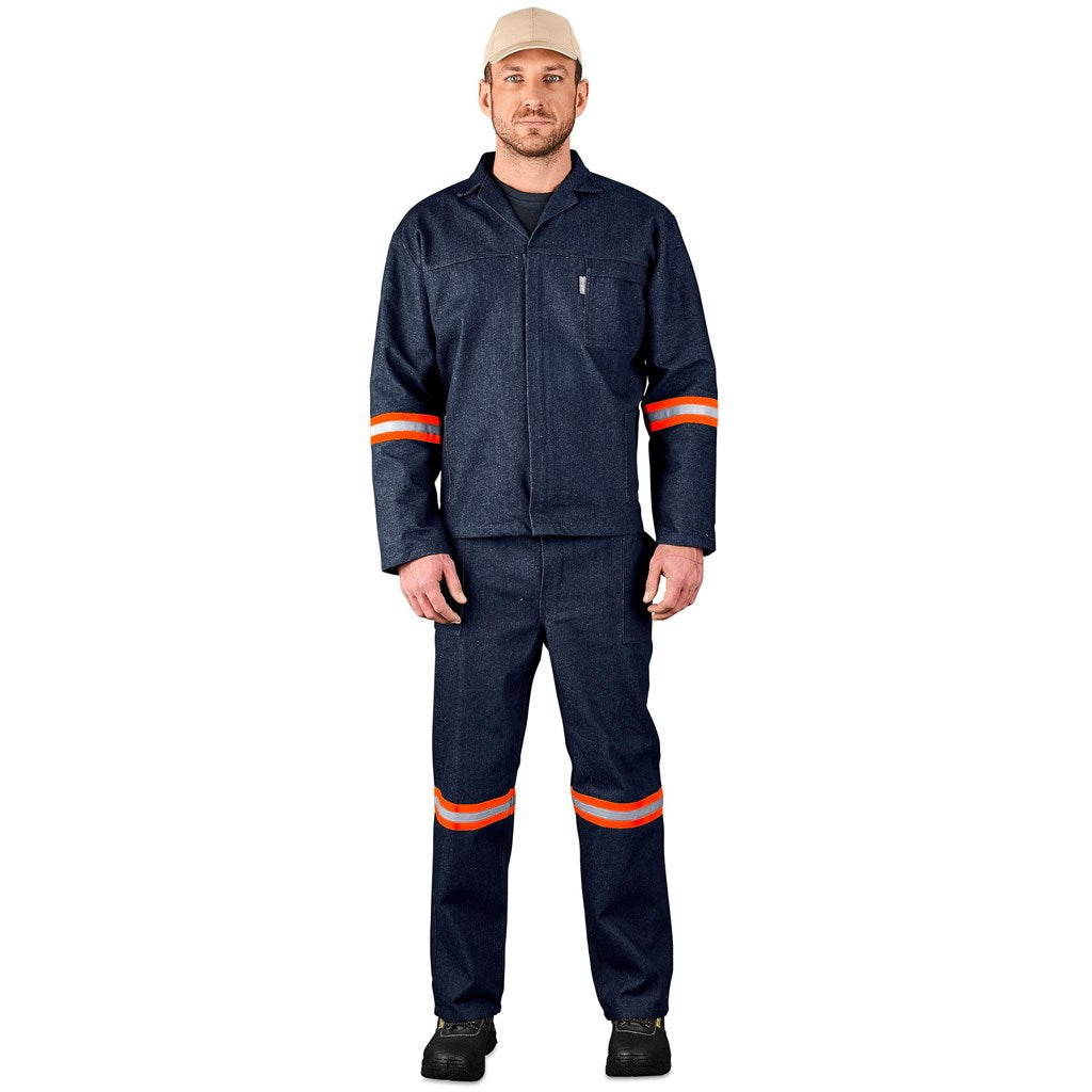 Vintage 100% Cotton Denim Conti Suit - Reflective Arms, Legs & Back - Orange Tape — Print Fast Express