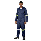 Trade Polycotton Conti Suit - Reflective Arms & Legs - Yellow Taped in Navy - Print Fast Express