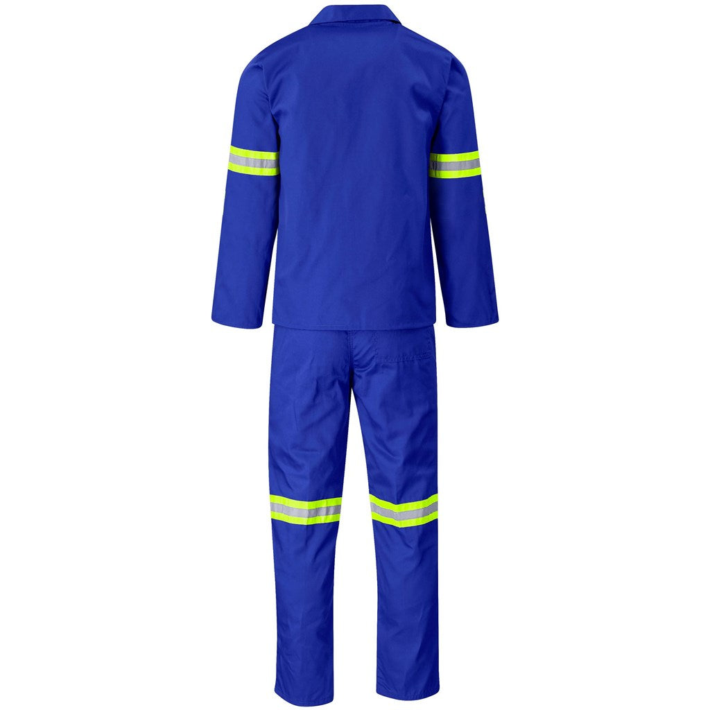 Trade Polycotton Conti Suit - Reflective Arms & Legs - Yellow Taped in Royal Blue - Print Fast Express