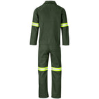 Acid Resistant Polycotton Conti Suit - Reflective Arm & Legs - Yellow Tape in Olive - Print Fast Express