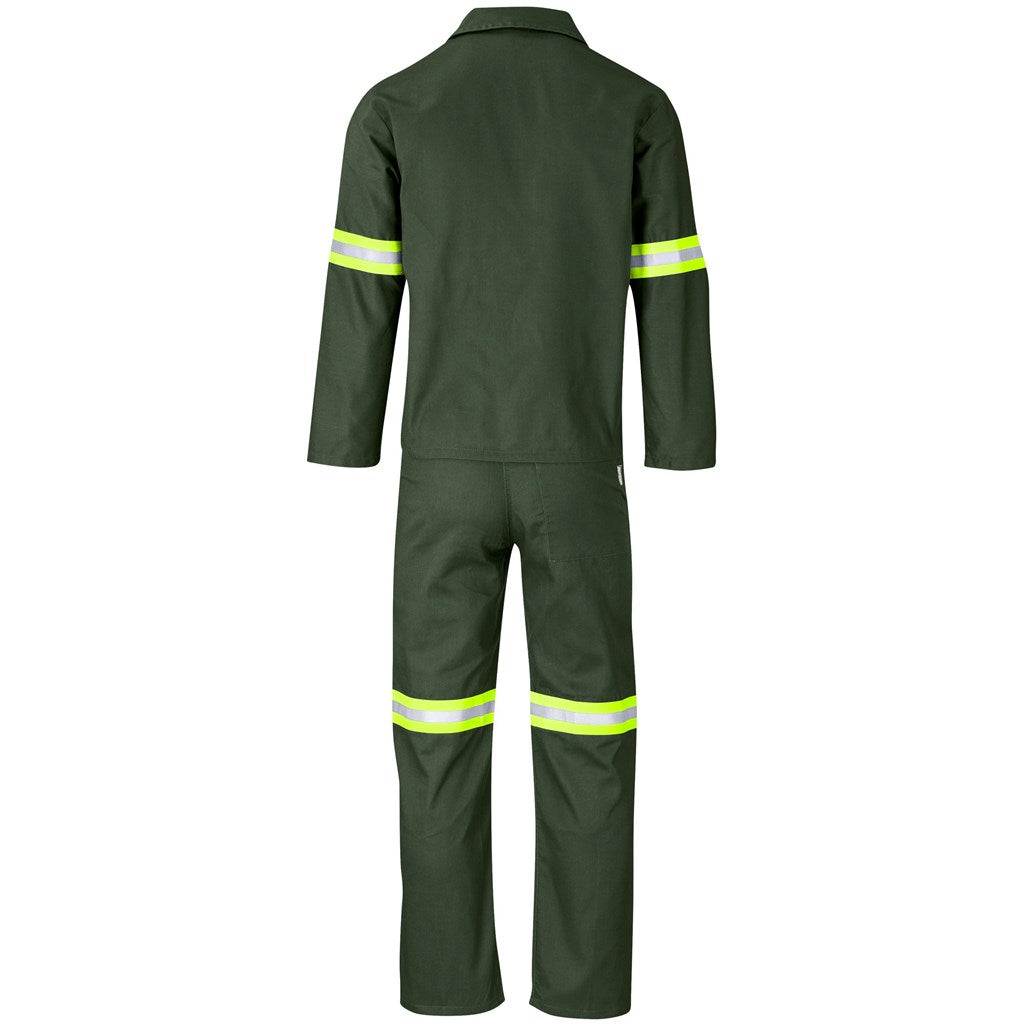 Acid Resistant Polycotton Conti Suit - Reflective Arm & Legs - Yellow Tape in Olive - Print Fast Express