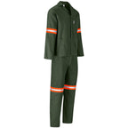 Acid Resistant Polycotton Conti Suit - Reflective Arm & Legs - Orange Tape in Olive - Print Fast Express