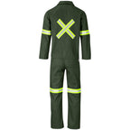 Acid Resistant Polycotton Conti Suit - Reflective Arm, Legs & Back - Yellow Tape in Olive - Print Fast Express