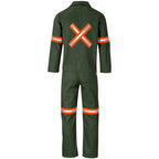 Acid Resistant Polycotton Conti Suit - Reflective Arm, Legs & Back - Orange Tape in Olive - Print Fast Express