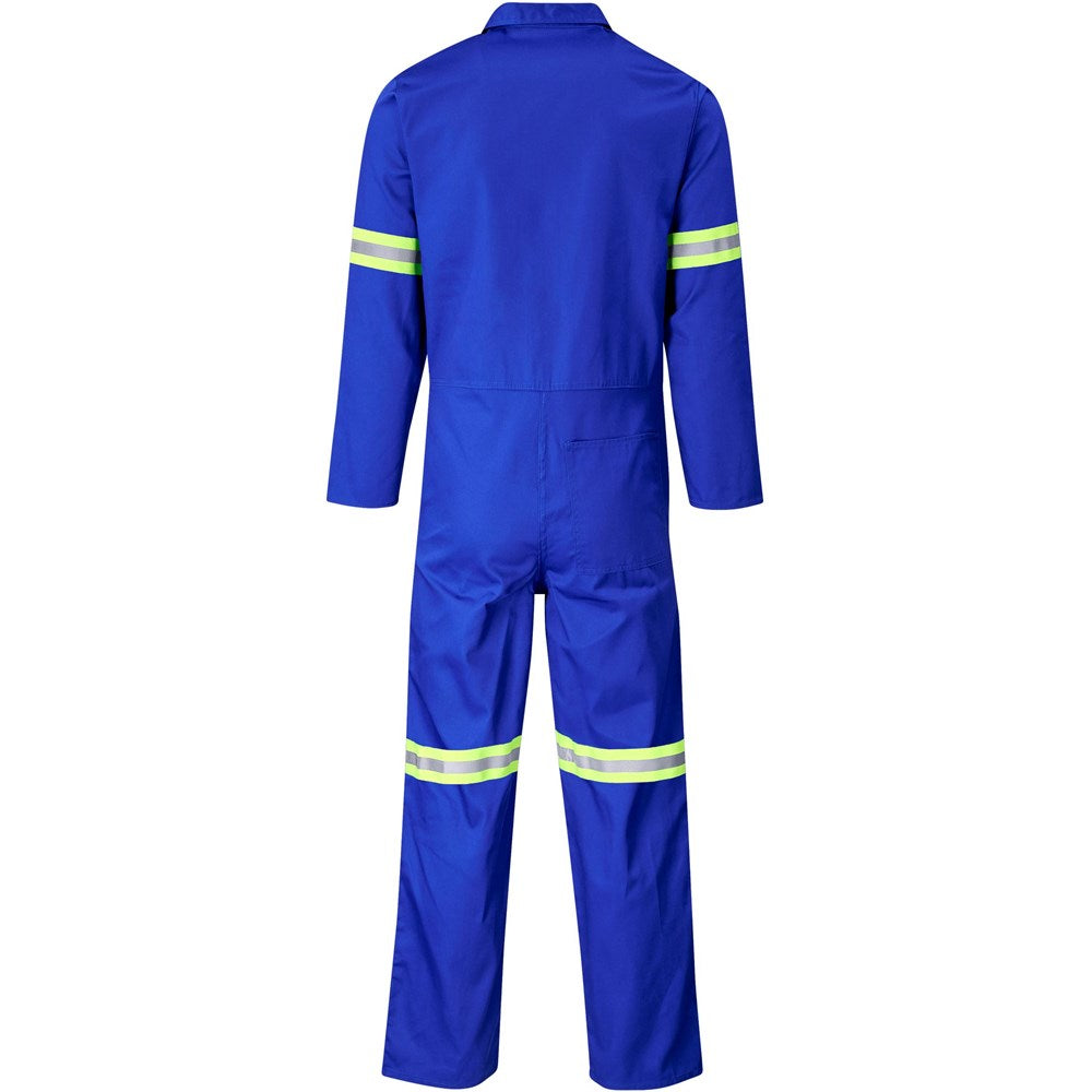 Safety Polycotton Boiler Suit - Reflective Arms & Legs - Yellow Tape in Royal Blue - Print Fast Express