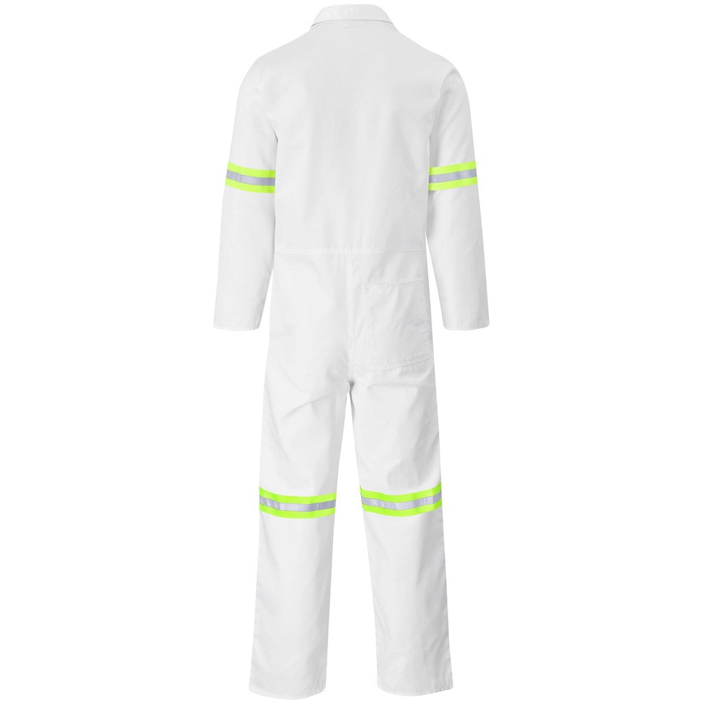 Safety Polycotton Boiler Suit - Reflective Arms & Legs - Yellow Tape in White - Print Fast Express