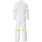 Safety Polycotton Boiler Suit - Reflective Arms & Legs - Yellow Tape in White - Print Fast Express