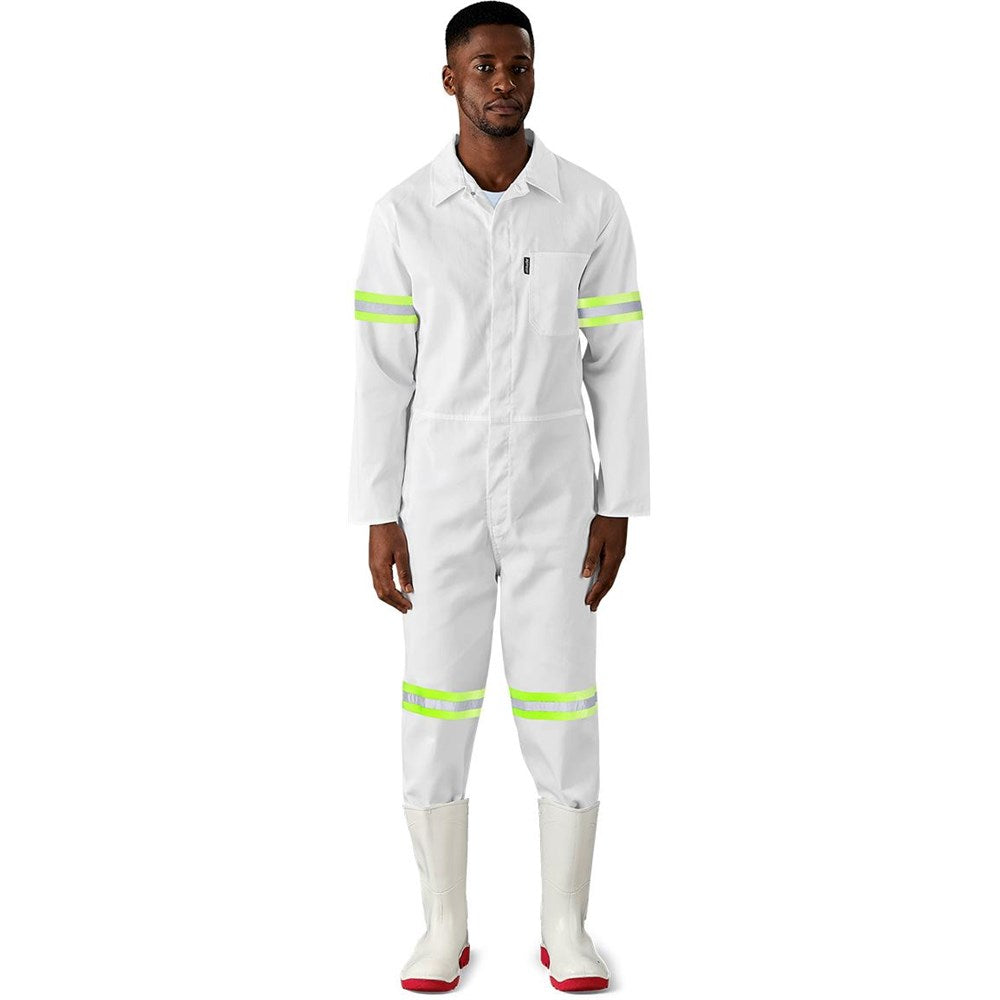 Safety Polycotton Boiler Suit - Reflective Arms & Legs - Yellow Tape — Print Fast Express