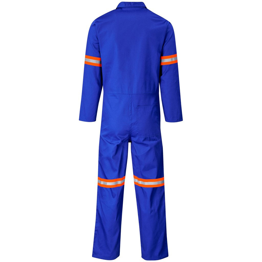 Safety Polycotton Boiler Suit - Reflective Arms & Legs - Orange Tape in Royal Blue - Print Fast Express