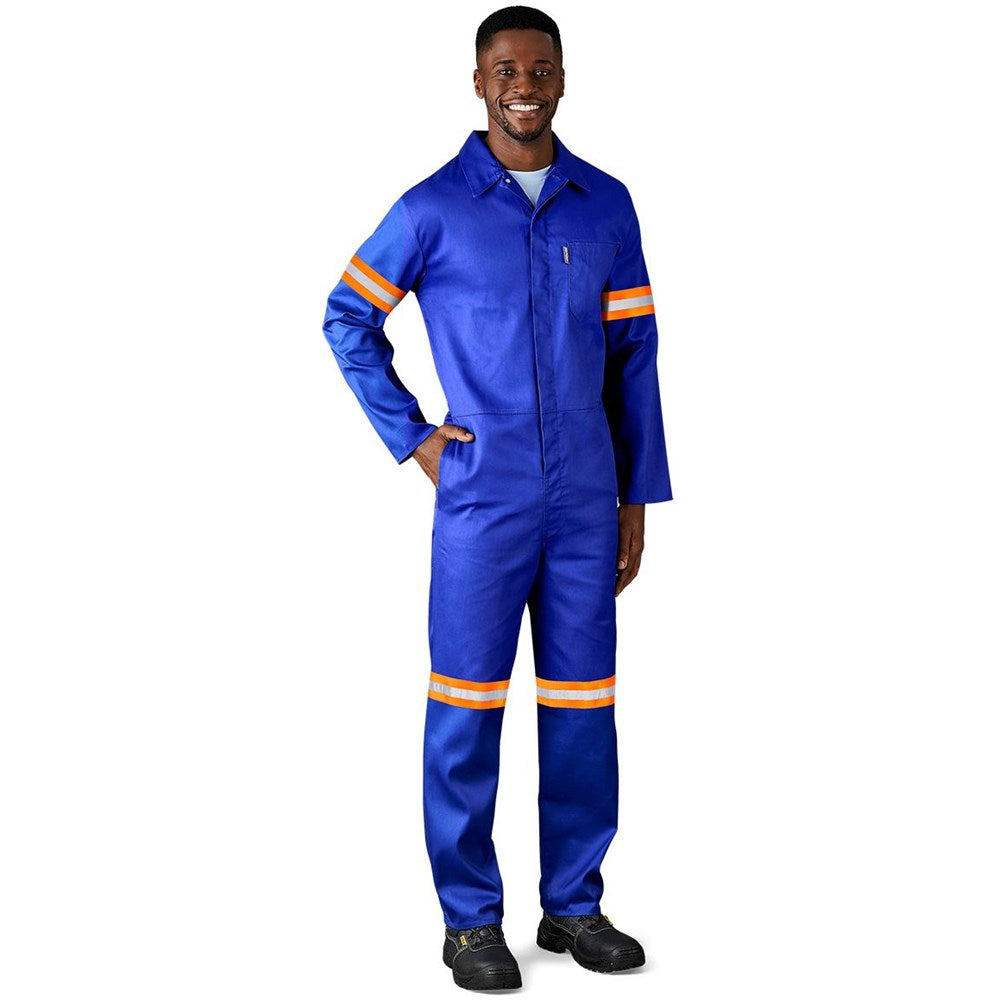 Safety Polycotton Boiler Suit - Reflective Arms & Legs - Orange Tape — Print Fast Express