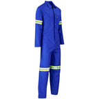 Safety Polycotton Boiler Suit - Reflective Arms Legs & Back - Yellow Tape in Royal Blue - Print Fast Express