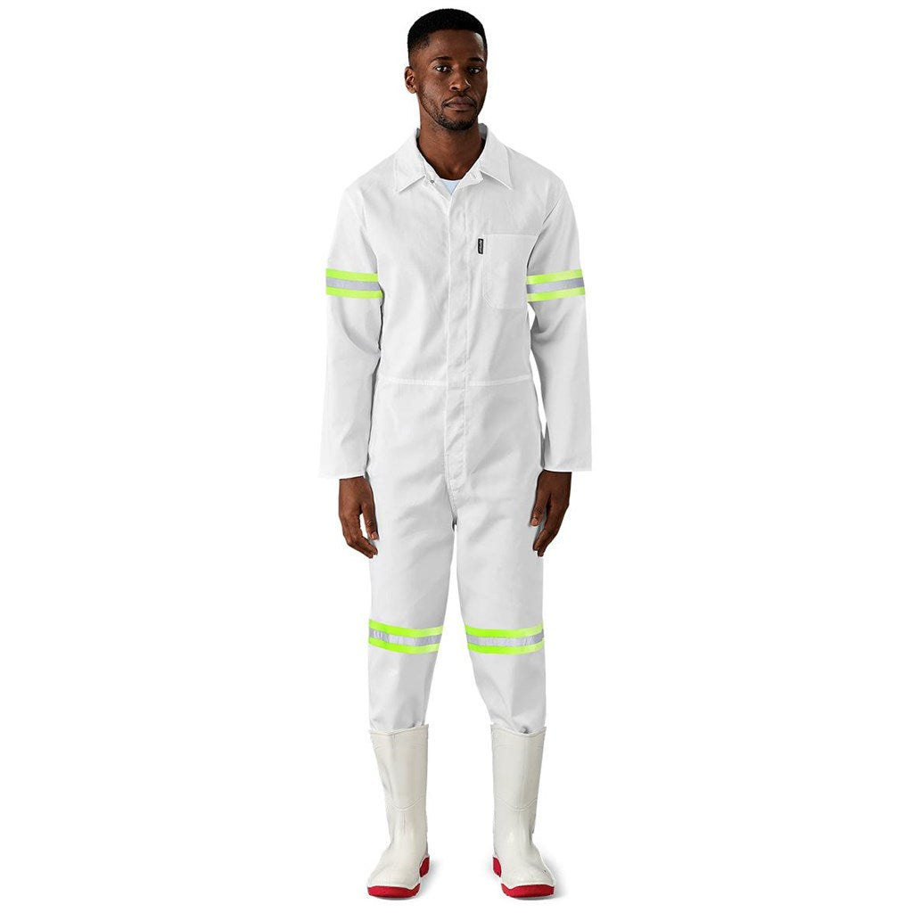Safety Polycotton Boiler Suit - Reflective Arms Legs & Back - Yellow Tape — Print Fast Express