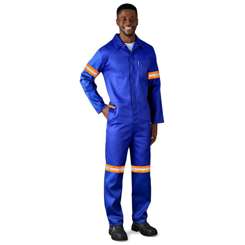 Safety Polycotton Boiler Suit - Reflective Arms Legs & Back - Orange Tape — Print Fast Express