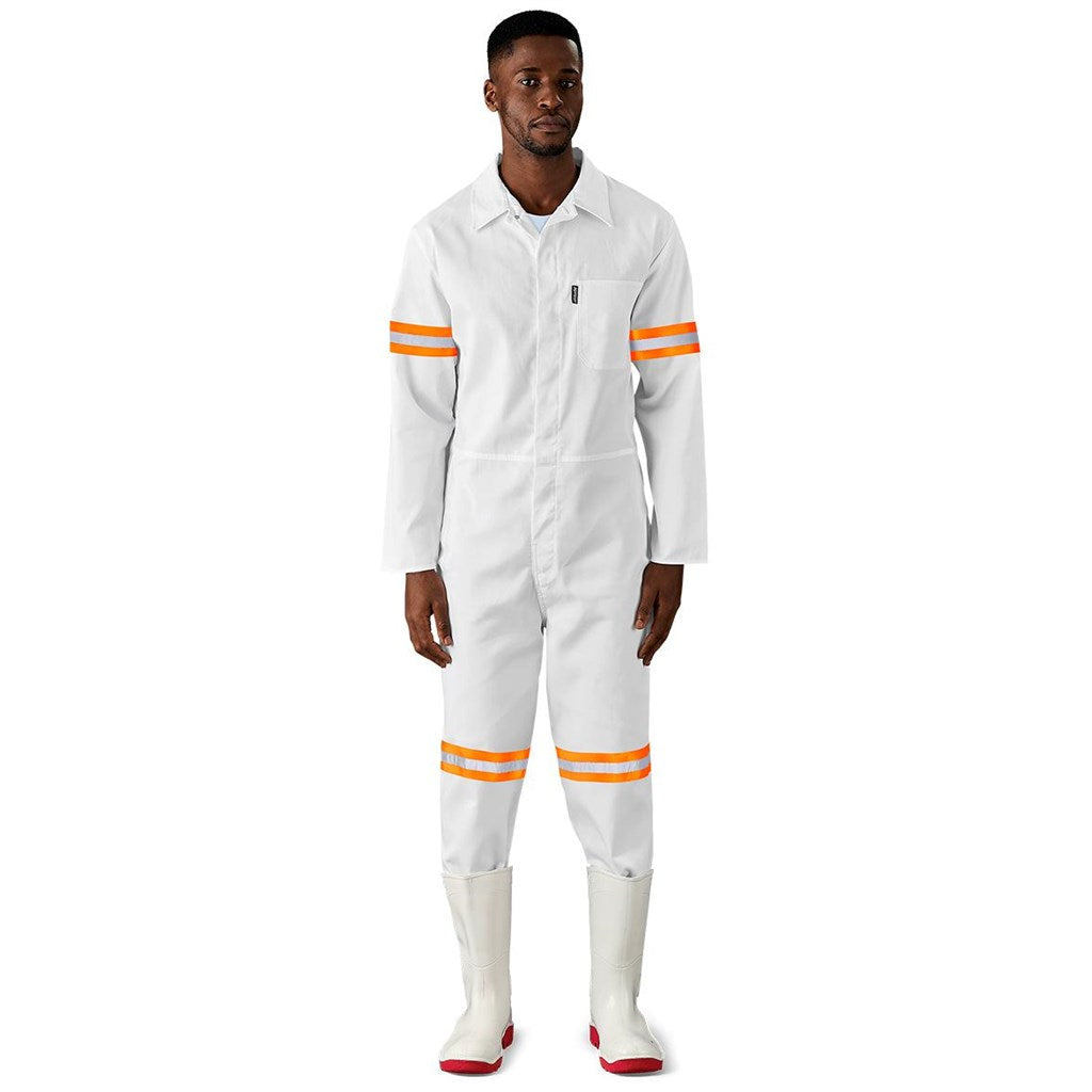 Safety Polycotton Boiler Suit - Reflective Arms Legs & Back - Orange Tape — Print Fast Express