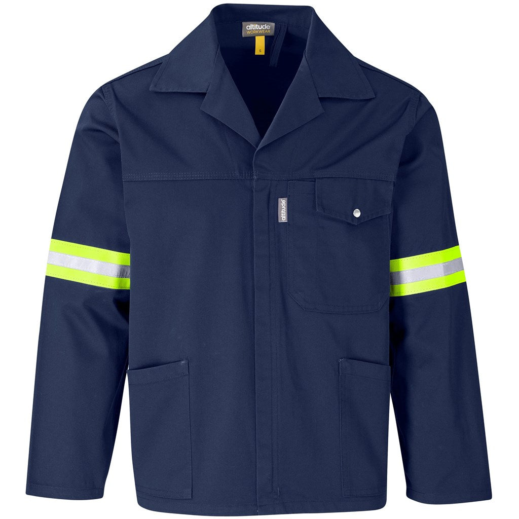Site Premium Polycotton Jacket - Reflective Arms - Yellow Tape in Navy — Print Fast Express