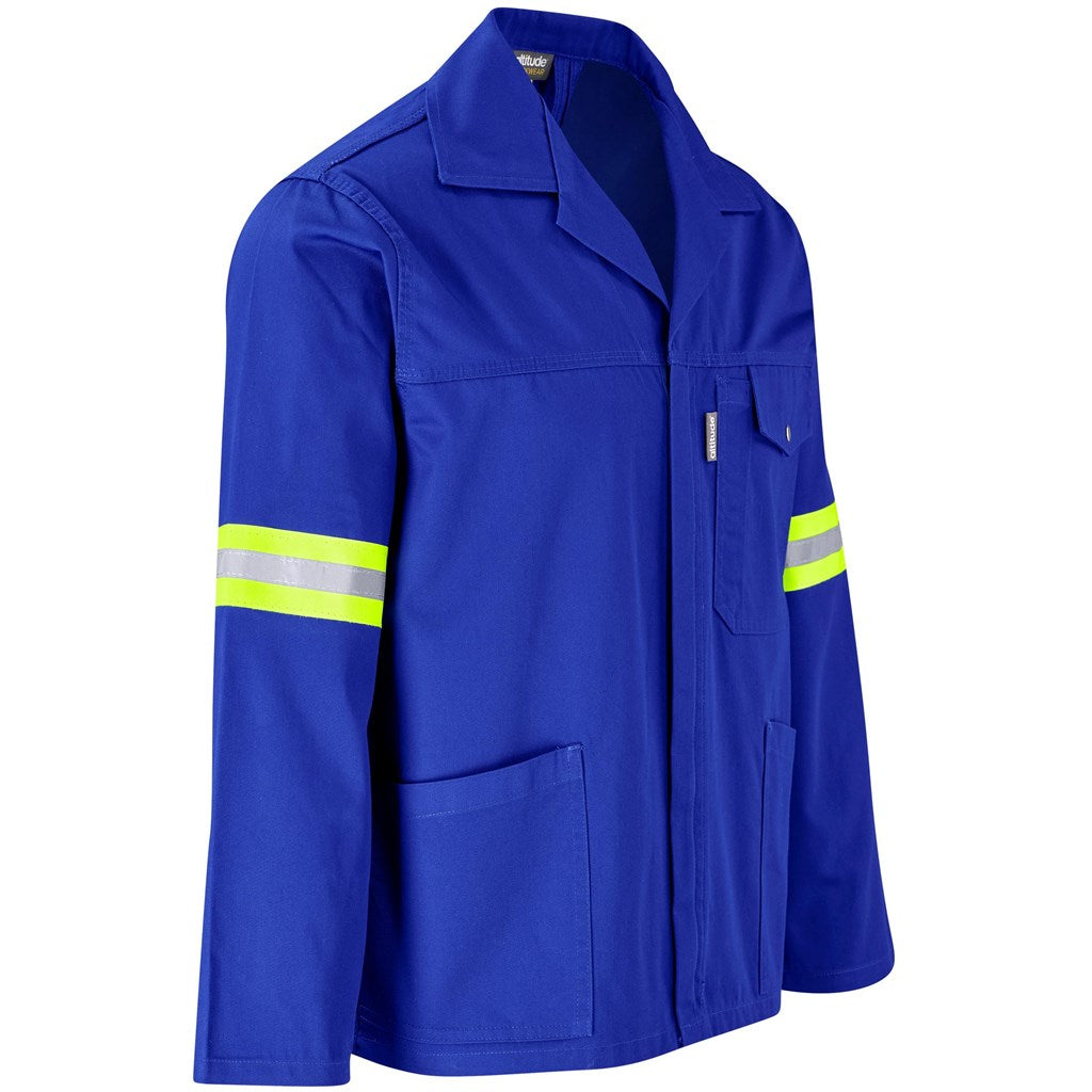 Site Premium Polycotton Jacket - Reflective Arms - Yellow Tape in Royal Blue - Print Fast Express