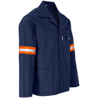 Site Premium Polycotton Jacket - Reflective Arms - Orange Tape in Navy - Print Fast Express