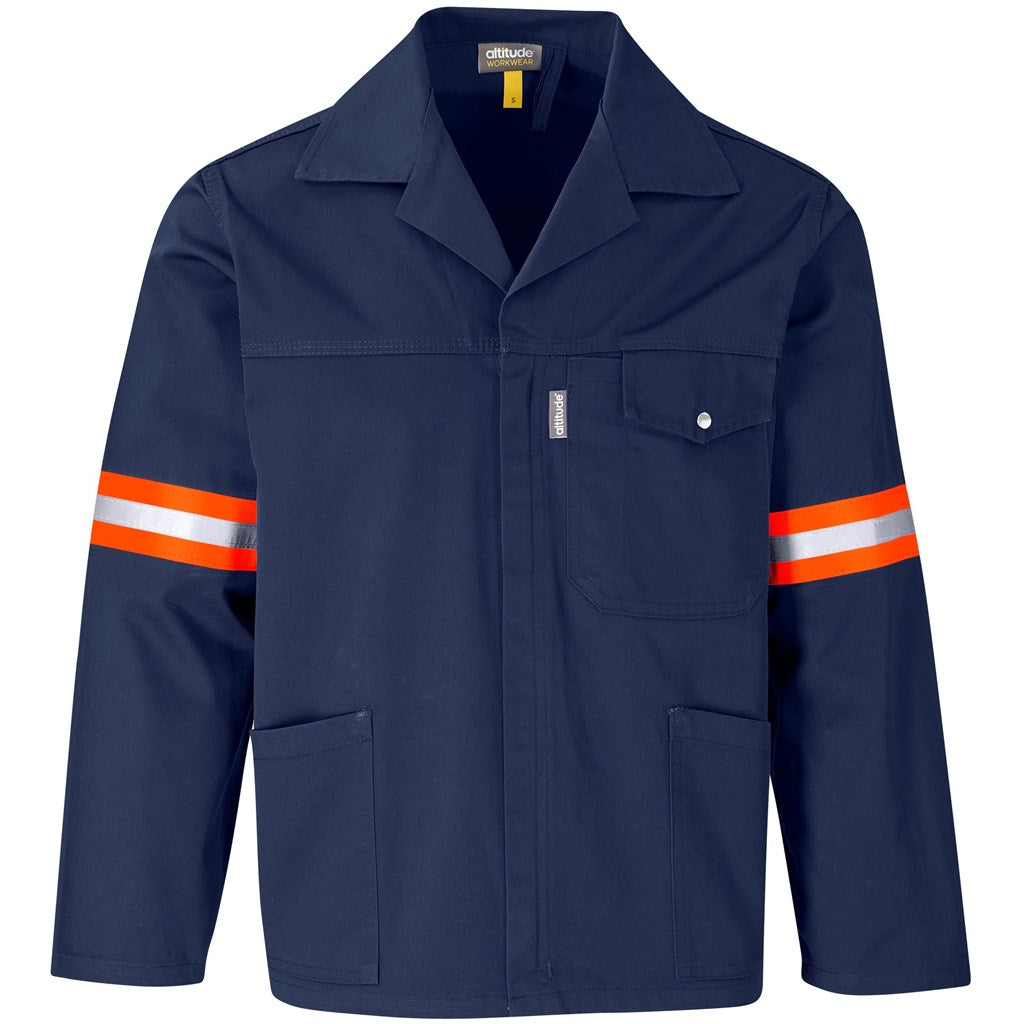 Site Premium Polycotton Jacket - Reflective Arms - Orange Tape in Navy — Print Fast Express