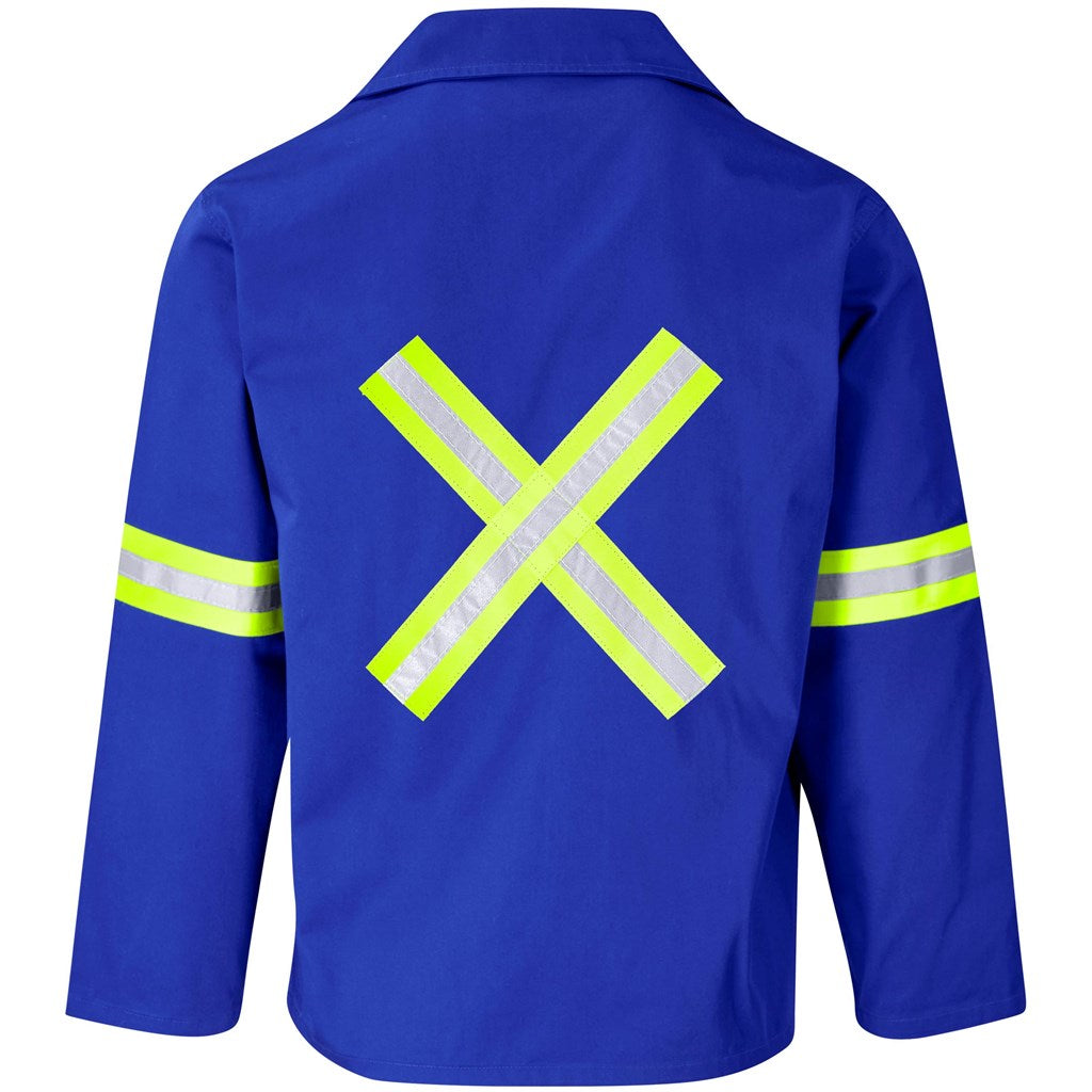 Site Premium Polycotton Jacket - Reflective Arms & Back - Yellow Tape in Royal Blue - Print Fast Express